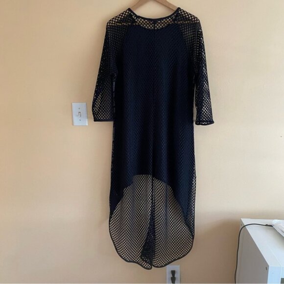 Tonia Debellis Tunic Womens XL Black Knit Mesh Long Sleeve High Low Lagenlook - Picture 3 of 15